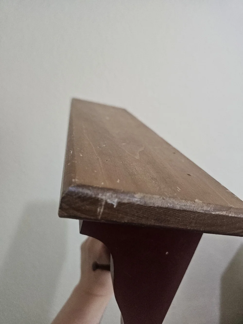 Two-Tone Brown Wall Shelf with Three Hooks - Unbranded